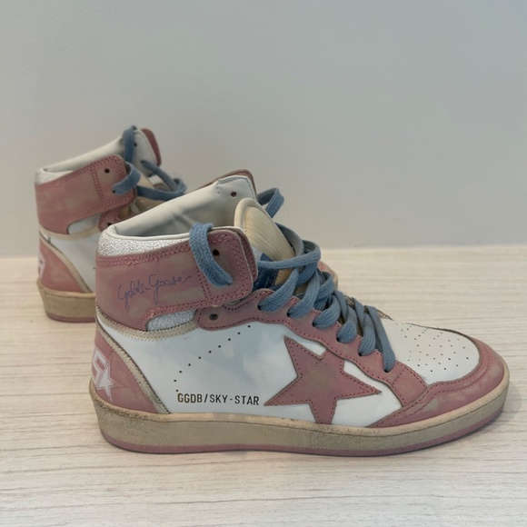 Golden Goose DB Sky-Star High Tops — White & Pink Leather — Excellent Condition - Picture 3 of 7